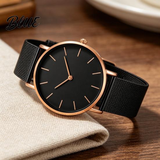 Milanese Woven Band Watch Men Mesh Minimalist Quartz Analog Simple
