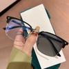 Portable Metal Photochromic Glasses Fashionable Black Gray Silver Half Frame Square Glasses UV Protection