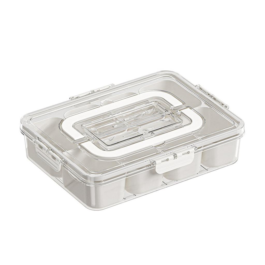 Divided Serving Tray With Lid And Handle, 8 Compartment Snackle Box Container, Portable Snack Box, Travel Storage Organizer For Candy Veggie Fruit