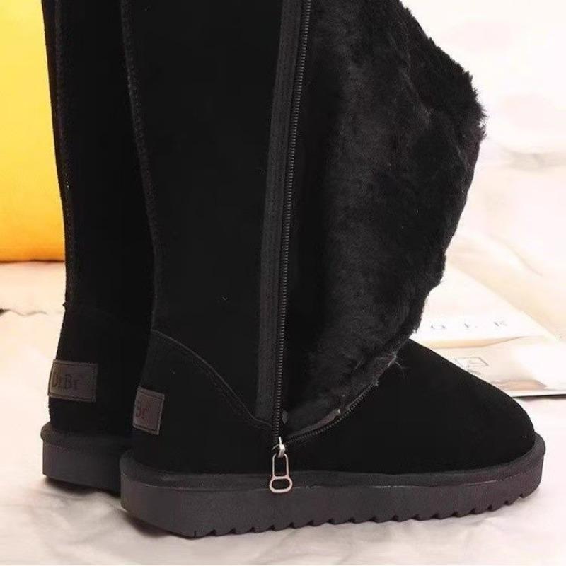 

Women s Snow Boots Winter New Round Toe Suede Side Zip Warm Platform Tall Boots 35 чёрный