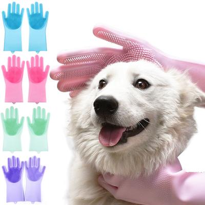 Husdjursvård Rengöringshandskar Hund Katt Bad Schampo Handske Skrubbare Magisk Dishwashing Cleaner Svamp Silikon Hårborttagningshandske