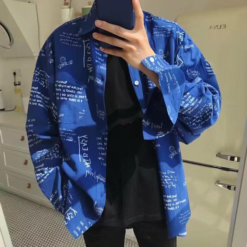 

Мужской повседневный кардиган с длинным рукавом - легкая рубашка на осень/весну L синий