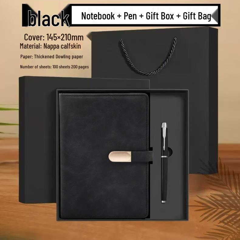 Business Notebook with Metal Buckle - Customizable Logo, Premium Conference Notepad Set