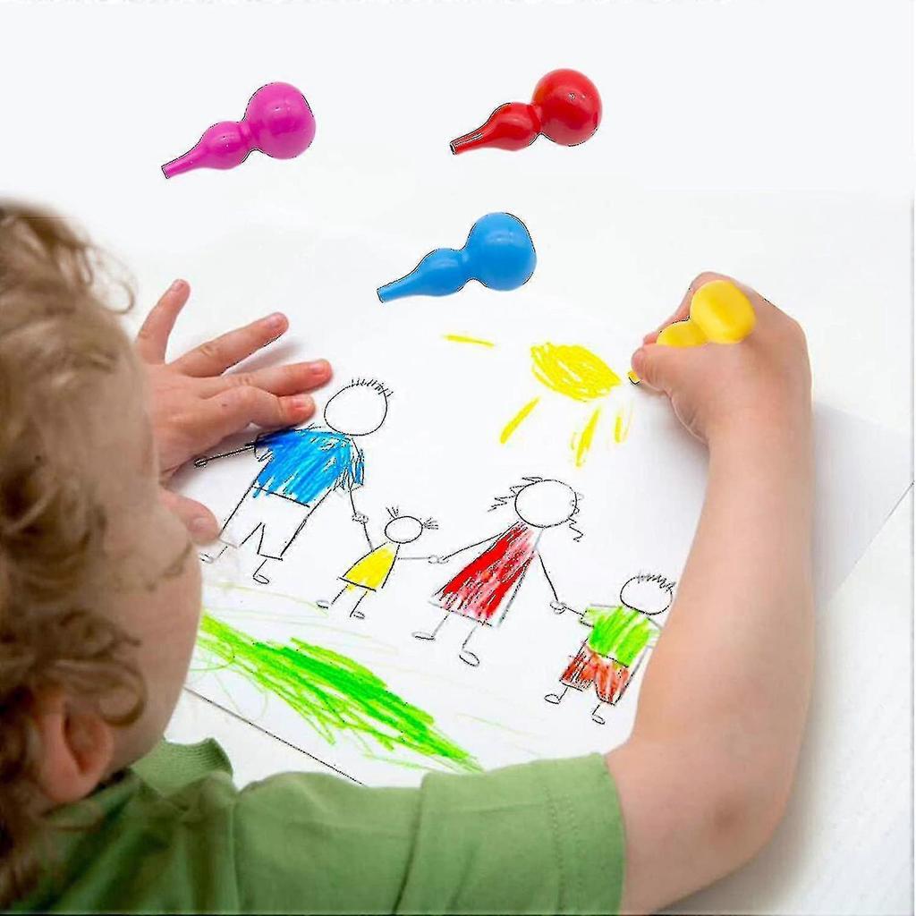 Young Children Master Wax Crayons And 12 Colored Pencils
