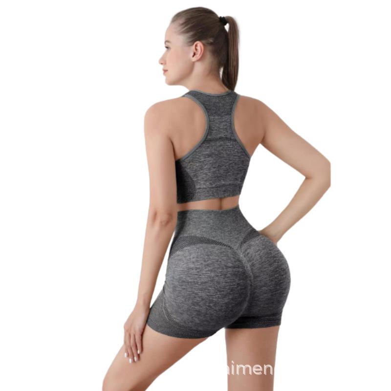 Women's Yoga Sports Set: Hip-Lifting Fitness Pants, Shockproof Wireless Bra, Vest, and Underwear Shorts