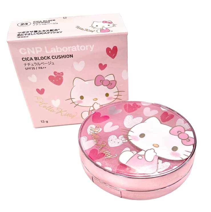 CNP Official Limited Hello Kitty Sanrio Collaboration Cica Block Cushion Foundation 13g SPF35 Natural PA++(#23 Beige)