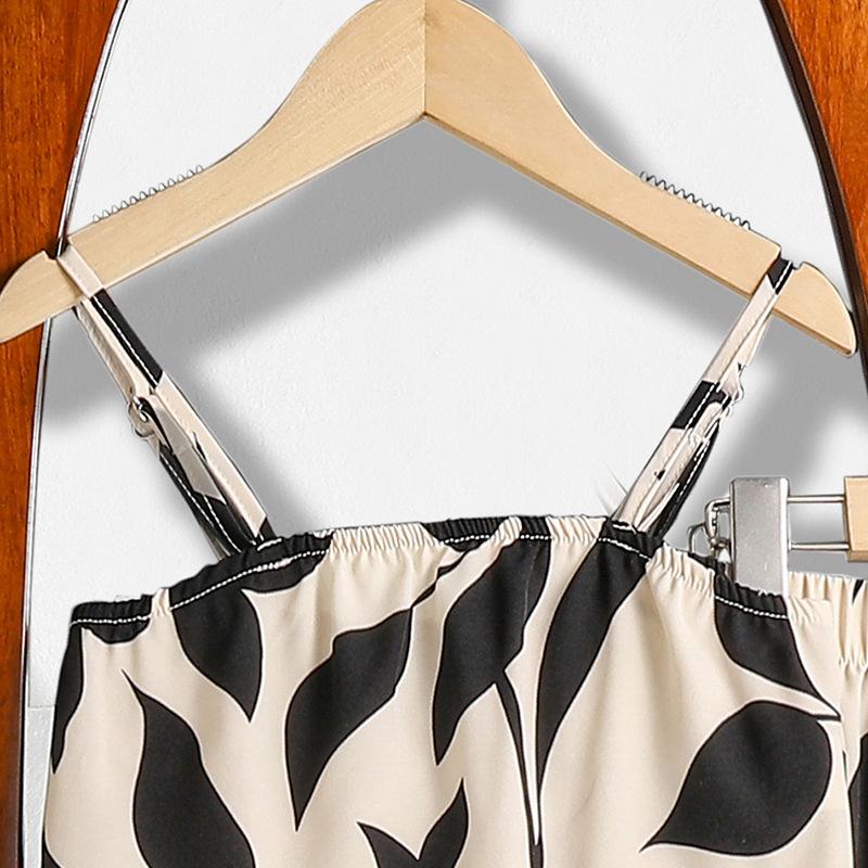 Mädchenmode-Set Sommer Kinder Süßer Druck Neckholder-Top und Hose Zweiteiliges Set