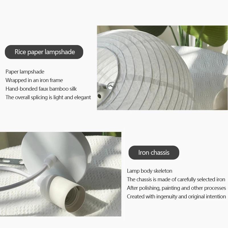 Japanese Zen Chandelier Simple Internet Celebrity Homestay Living Room Lamp Wabi-sabi Style Round Ball White Rice Paper Pendant