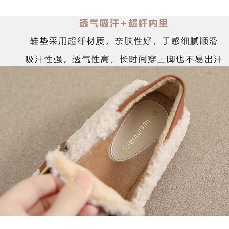Fashion Women's Winter Plush Flat Shoes Outdoor Two Wear Snow Boots Fashionable Round Toe Loafers Warm Fur Mary Jane Large Size 41-43