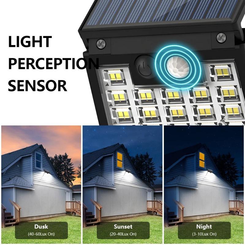 Solar Bewegungsmelder Wandleuchte IP65 Wasserdicht Solarstrahler Außen Flutlicht Zaun für Terrasse Garten Gehweg Hof