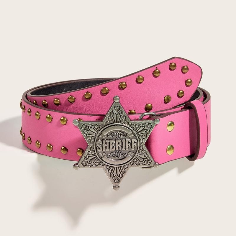 Fashionable Jeans Belt with Buckles All-Matched Design Western Cowgirl Waist Belt Star Rivets Punk Wide Belt Decorations