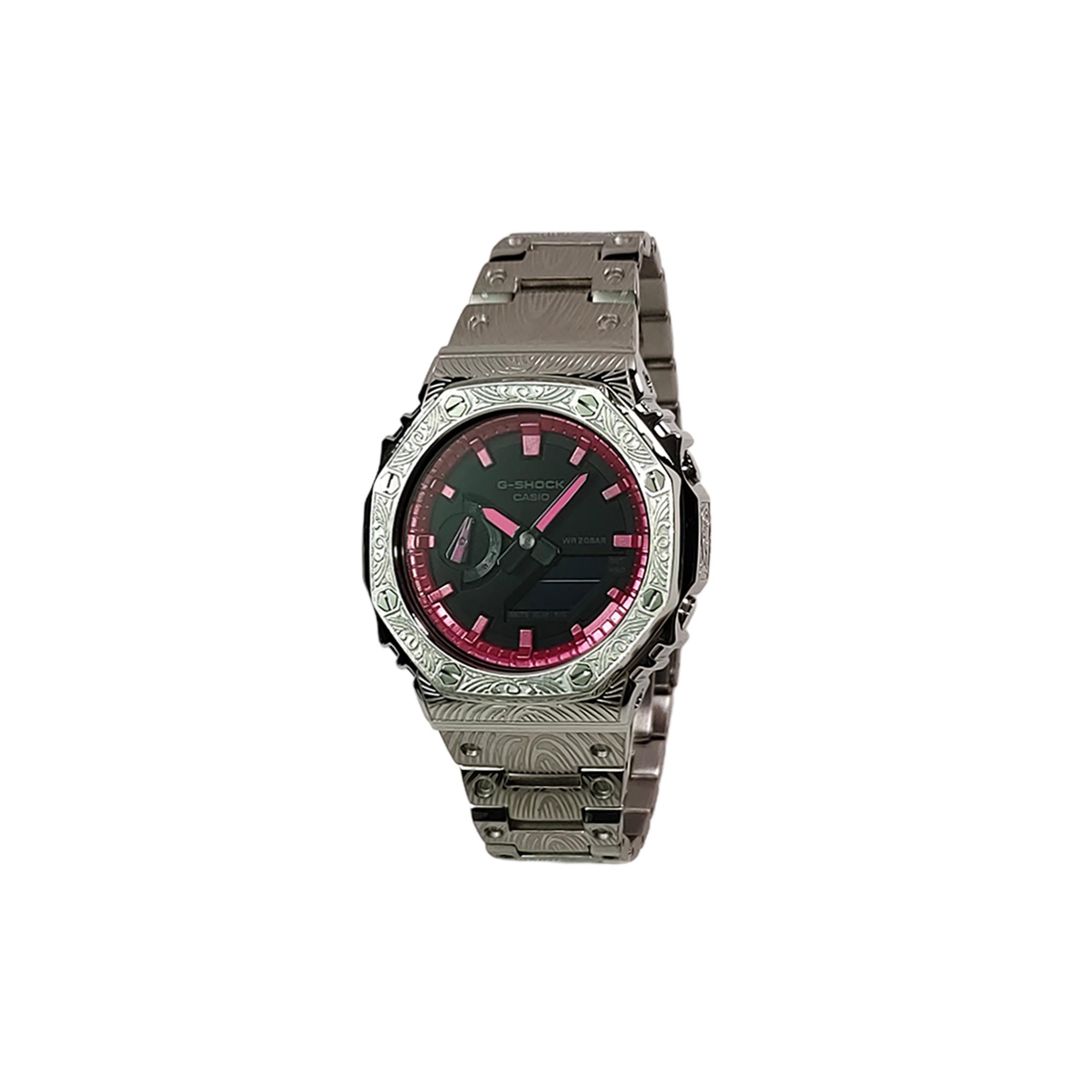 

CASIO Custom Collection GA2100 Quartz Movement Stainless Steel Strap Watch Men s Watches Black Dial GA-2100-1A(Watch3--) Silver Strap