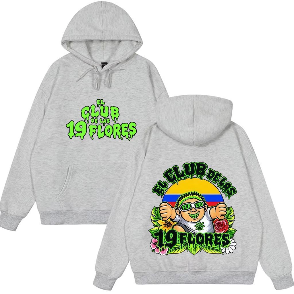 Rapper Feid Ferxxo El Club De Las 19 Flores Hoodie, Unisex Apparel, Fashion Pullover, Long Sleeve Aesthetic Trend Sweatshirt