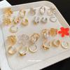 Folded flower pattern round opening ring six-piece set metal index finger ring niche design ring