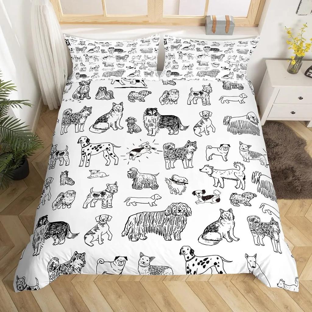 3D Print Dog Paw Print Bedding Set King Purple Galaxy Puppy Footprint Duvet Cover Pets Animal Themed Quilt Cover Set