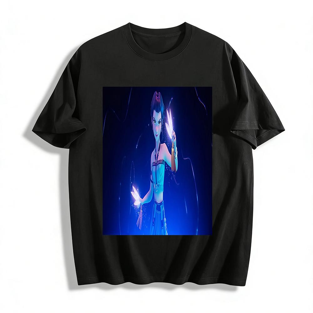 

Cool Ancient Chinese Style Girl Print T-Shirt Unisex Loose Casual Chinese Culture Top Pure cotton T-shirt XXS