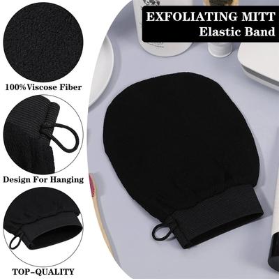 Frosted Exfoliating Gloves Back Frosted Dead Skin Facial Massage Gloves Durable Black Deep Cleaning Towels Shower