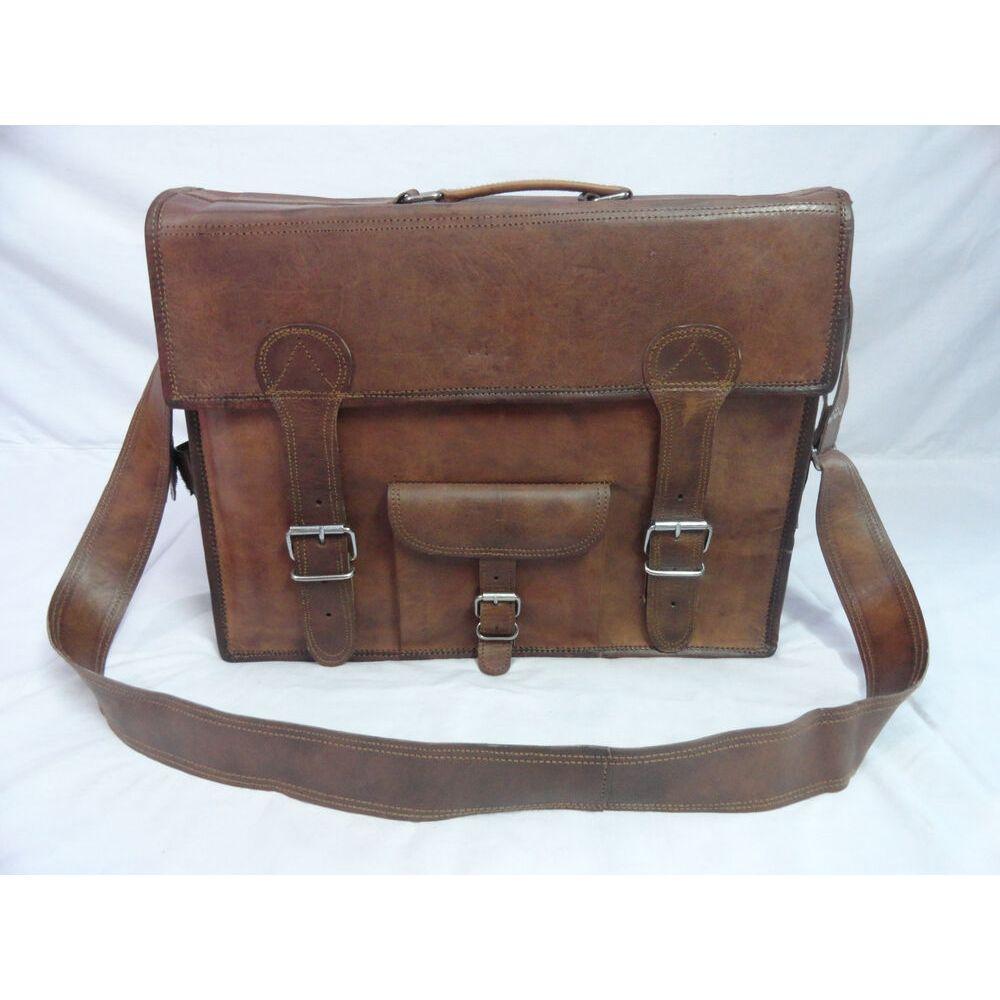 

17-дюймовый винтажный кожаный портфель, офисная сумка-мессенджер, сумка для ноутбука, сумка через плечо 17 x 13 x 5 in коричневый