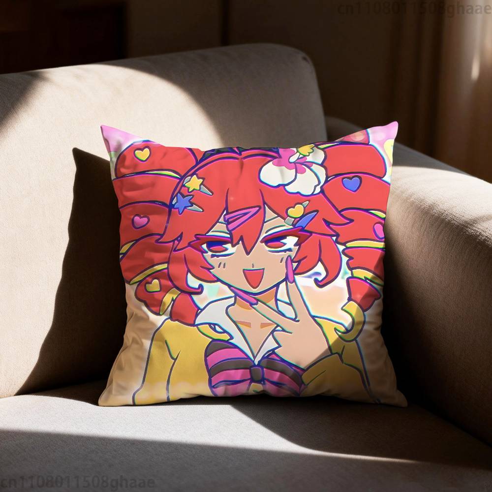 Virtual Singer KKasane Teto Pillow Case Antidustmite Pillowcase Invisible zipper silky short plush Sofa cushion cover