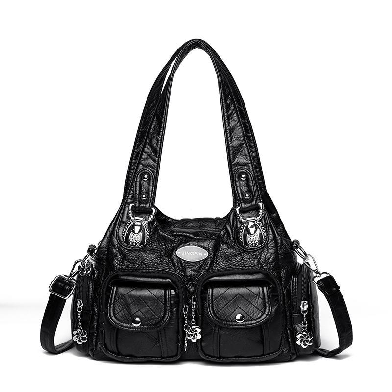2025 Summer Fashion Blue Shoulder Bags For Women Small Shopper Bag Solid Color Soft Leather Crossbody Handbag Lady Travel Tote Bag
