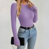 Women's Solid-color Round Collar Fashionable Knitted Sweater