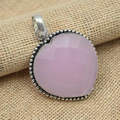 Einzigartiger rosa Chalcedon Edelstein 925 Sterling Silber handgefertigter Schmuckanhänger als Hochzeitsgeschenk