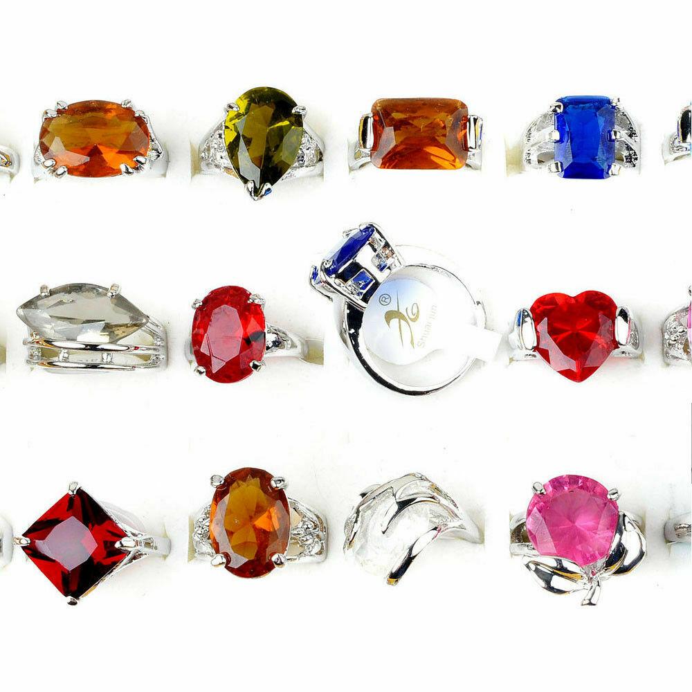 20Pcs Wholesale Crystal  Mixed Rings Bulk Finger Ring Band Jewelry