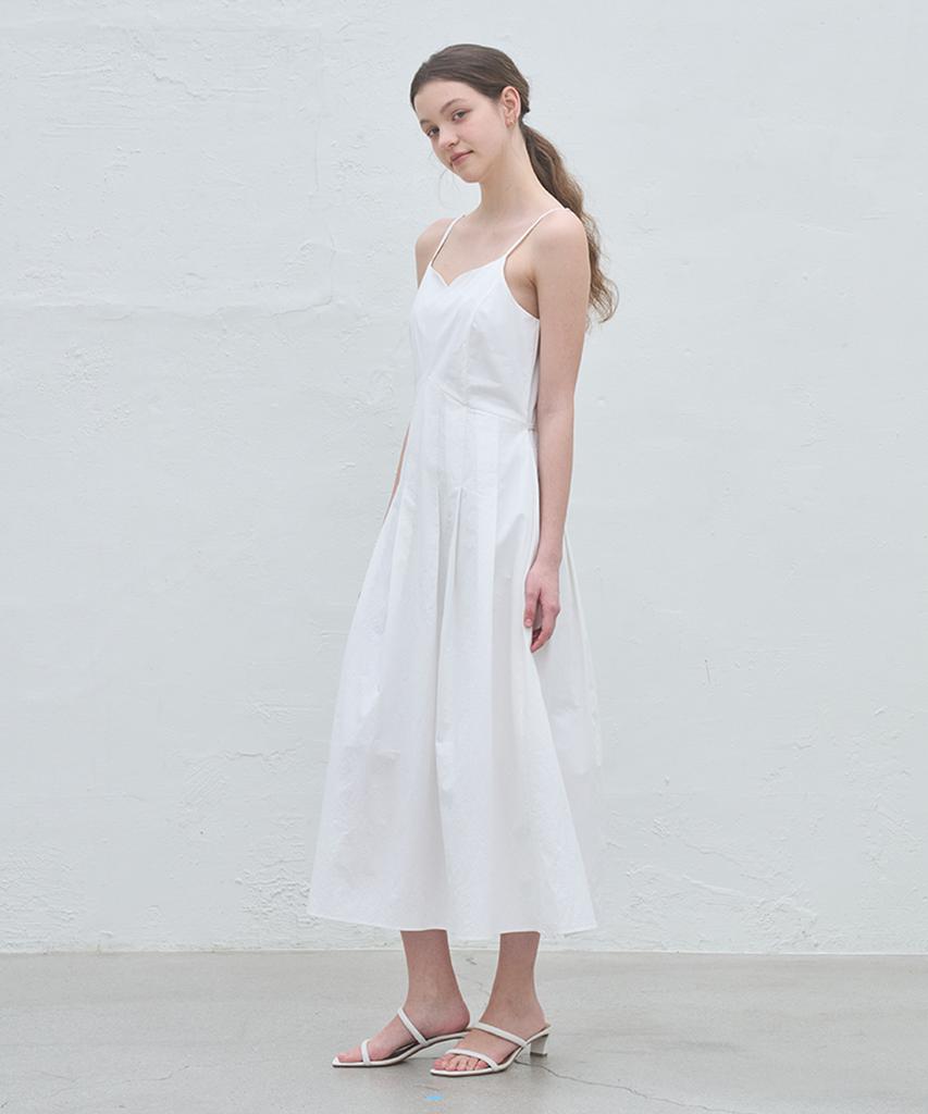 Bember Pleated Camisole Maxi Dress_White