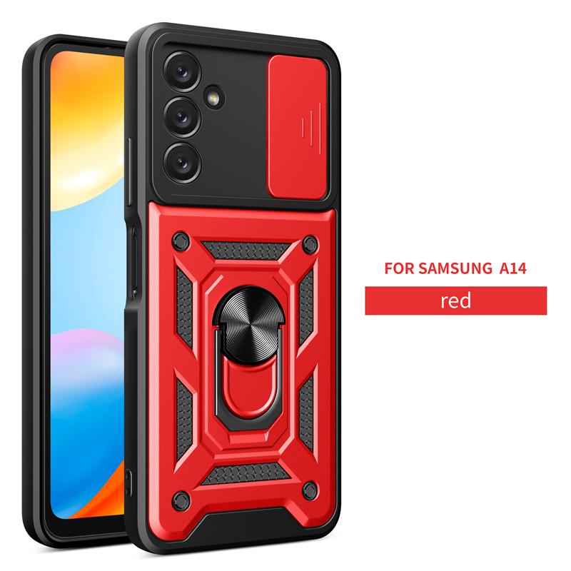 Slide Lens Camera Protect Shockproof Armor Phone Case For Samsung Galaxy A14 A24 A34 A54 5G 4G Cases Magnetic Ring Holder Cover