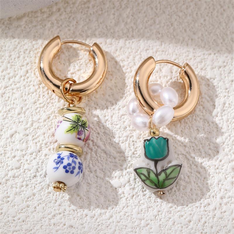 Included Geometric Pearl Drop Earrings For Women With Copper Material And Unique Shape