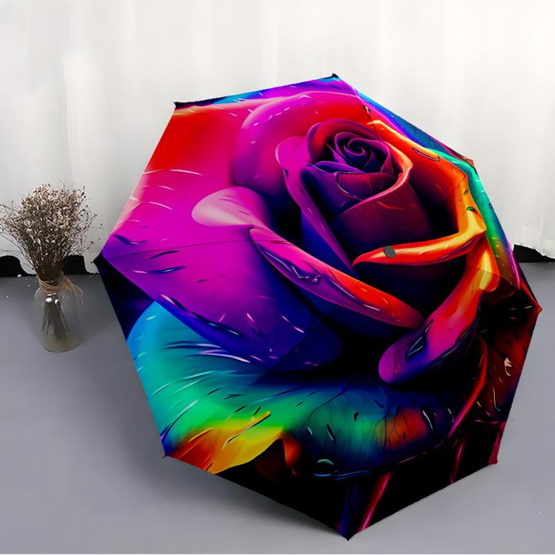 Rose Folding umbrella with 8 iron frames automatic opening design suitable for outdoor matching fashionable accessories durabl