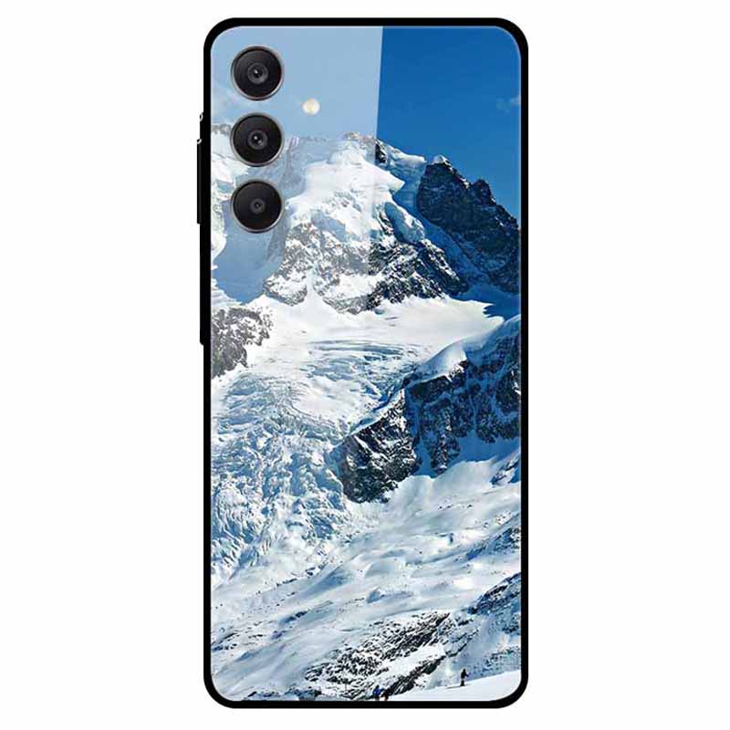 

For Samsung Galaxy A25 5G (Global) (161.0 X 76.5 X 8.3mm) Case Pattern Tempered Glass Phone Cover Snow Mountain