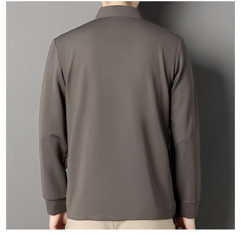 Men's Long-Sleeve Solid Color Polo Shirt - Spring/Autumn Dad Casual Wear