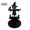 Decorative Tealight Candle Holder Halloween Wooden Holder, Black Hollow Crow Spider Display Stand, Gothic Silhouette Tabletop Decor for Home