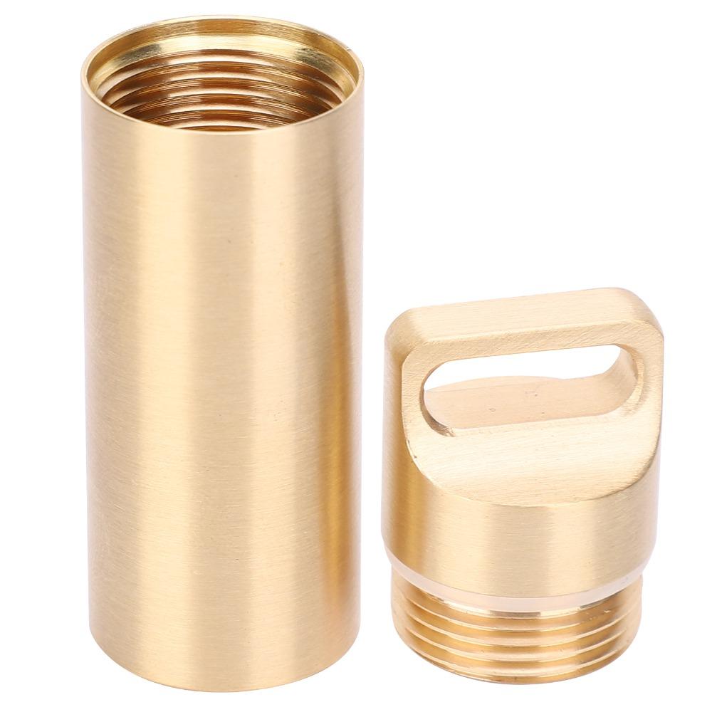 Brass Tablet Container Waterproof Pill Container Durable Capsule Box Holder  Outdoor Travel