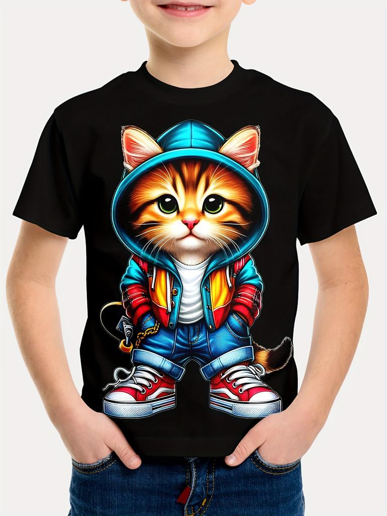 Dětské Oblečení Chlapecké Tričko Krátký Rukáv Stylové Grafické Trička s Motivem Závodů Aut Dětské Letní Oblečení Neformální Streetwear Chlapecké Oblečení