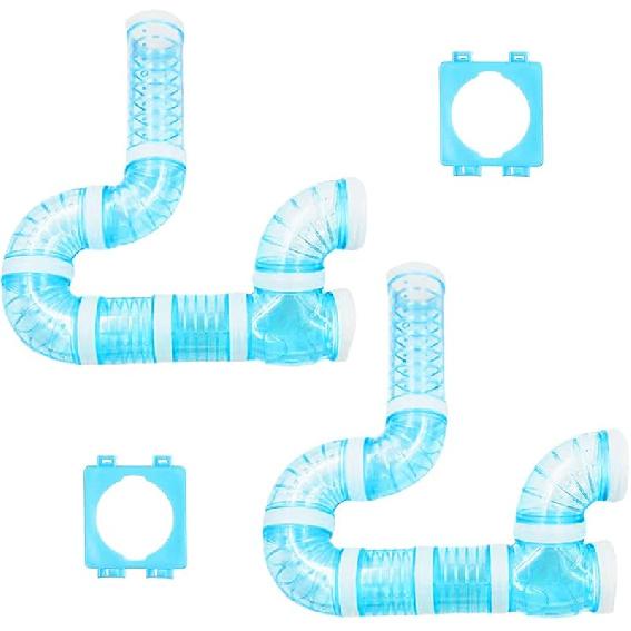 2 Hamster Tubes Kits, DIY Hamster Tunnel Adventure External Pipe, Transparent Connection Track Rat Toy Hamster Cage Accessories for Hamster Mouse