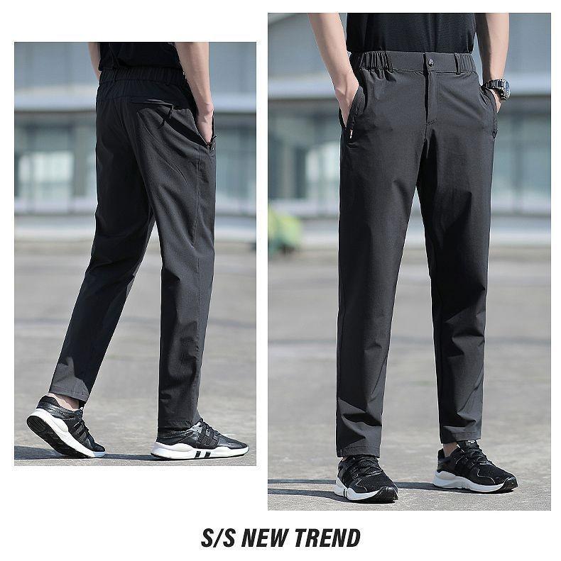 Men's Summer Quick-Dry Stretch Casual Outdoor Pants - Loose Fit, Large Size, Straight Leg Trousers