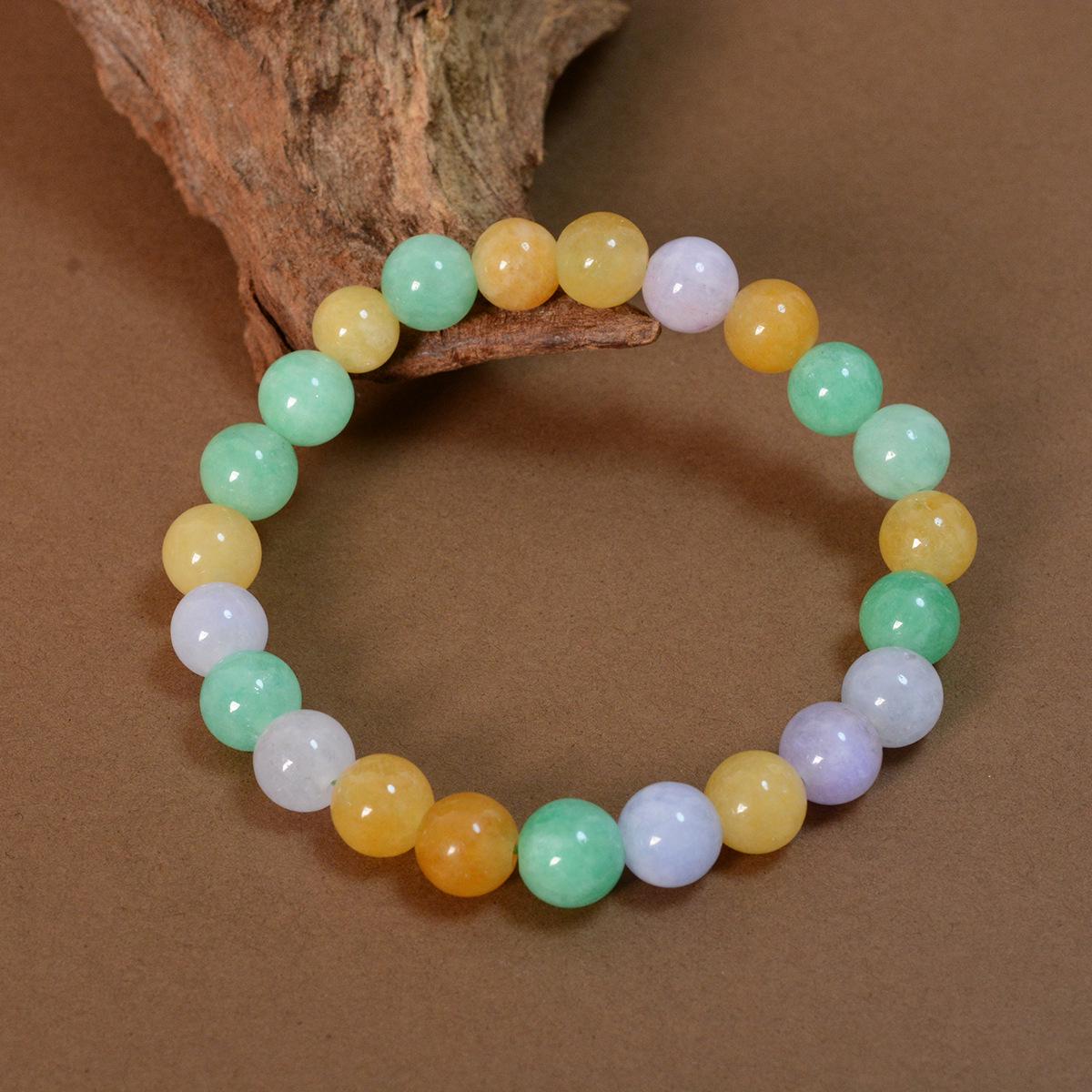 Fukurokuju Three-Color Jade Bracelet - 8mm & 10mm Beads