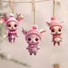 Reindeer Charming Pink Christmas Tree Ornament Acrylic Car Decor For Cheer Festive