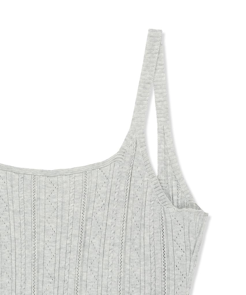 Mattengkim Open Back Ribbed Knit Dress In Light Gray