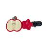 Red Star Apple Duckbill Clip - Cute Girly Bangs & Side Clip with Five-Pointed Star Design