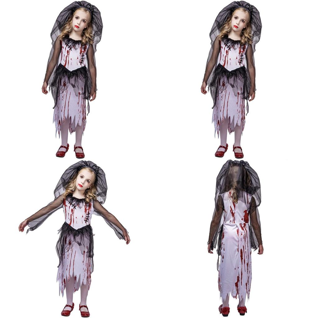 Kid Ghost Bloody Bride Cosplay Costume For Halloween Party Prop