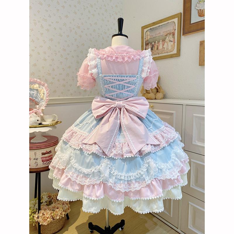 Summer Sweet Lolita Dress Cute Princess Lace Sweet Laminated Long