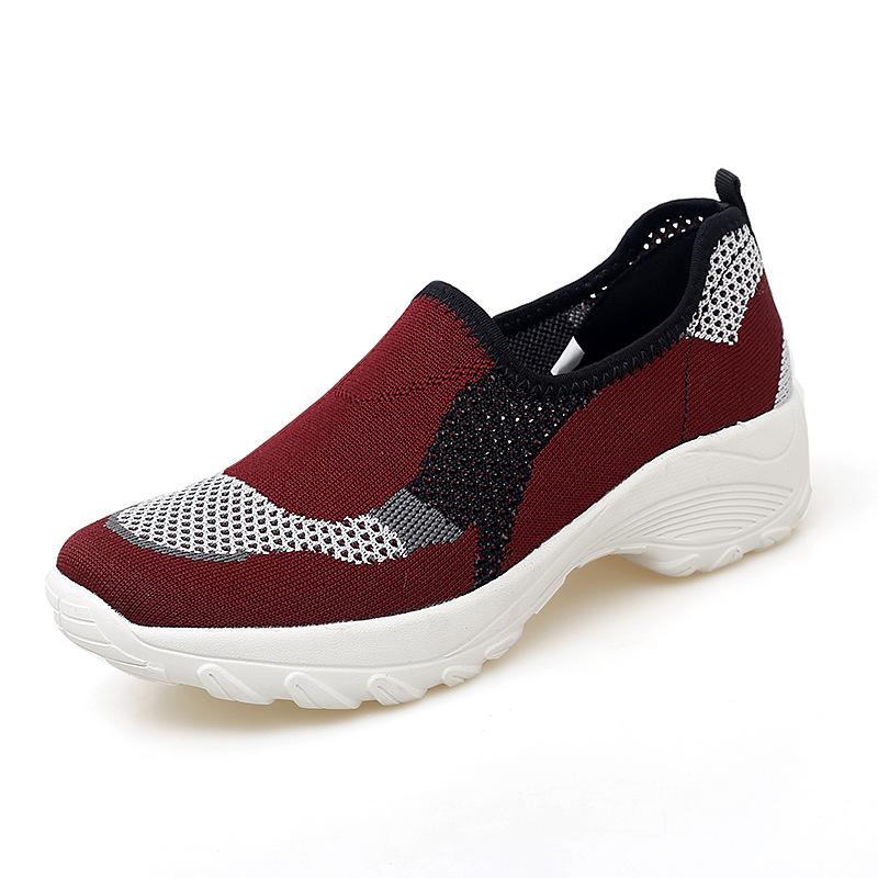 Foreign trade new casual platform sports shoes women's fashion low-top foot-fitting women's shoes fly-woven mesh breathable mother shoes