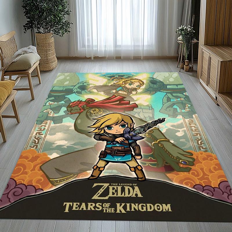 Retro Z-Zelda Cartoon Link Spiele Wohnzimmer Rutschfester Teppich Weicher Teppich für Schlafzimmer Kinderzimmer Spielzimmer Sofa, Heimdekoration Fußmatte