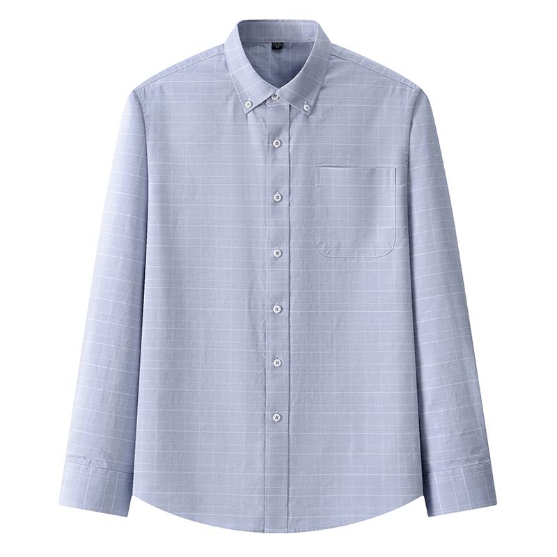 Camicie Oxford in Cotone Casual da Uomo con Taschino Singolo, Manica Lunga, Vestibilità Standard, Comode, Button-down, a Quadri