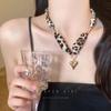 Maillard Leopard Print Love Silk Scarf Necklace Women'S High Sense Exaggerated Collarbone Chain Pure Desire Wind Sweater Chain Accessories
