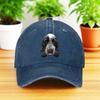 Cute Dog Print Washed Denim Baseball Cap Adjustable Curved Brim Outdoor Breathable Hat