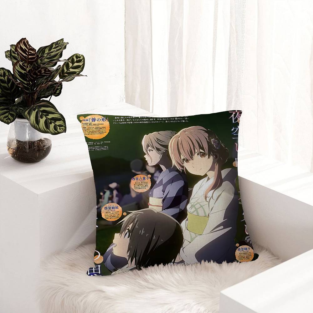 A Silent Voice Anime Kissenbezug Auto Wurfkissenbezug für Sofa Auto Weihnachtsgeschenk 40x40cm 45x45cm